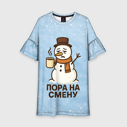 Детское платье Грустный снеговик - пора на смену / 3D-принт – фото 1