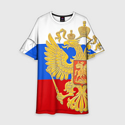 Платье клеш для девочки Герб России: триколор, цвет: 3D-принт