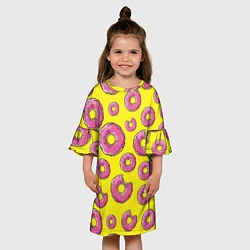 Платье клеш для девочки Пончики Гомера, цвет: 3D-принт — фото 2