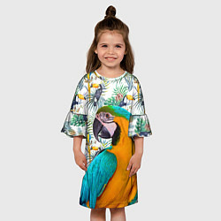 Платье клеш для девочки Летний попугай цвета 3D-принт — фото 2