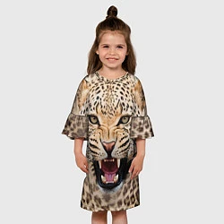 Платье клеш для девочки Взгляд леопарда, цвет: 3D-принт — фото 2