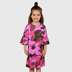 Платье клеш для девочки Камуфляж: розовый/коричневый, цвет: 3D-принт — фото 2