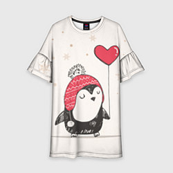 Платье клеш для девочки Влюбленный пингвин, цвет: 3D-принт