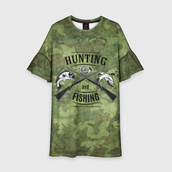 Платье клеш для девочки Hunting & Fishing, цвет: 3D-принт