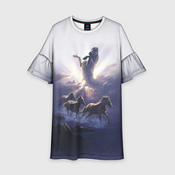 Платье клеш для девочки Небесные лошади, цвет: 3D-принт