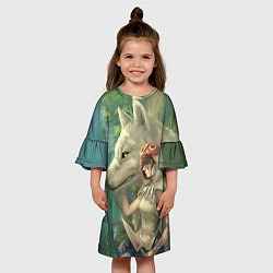 Платье клеш для девочки Принцесса и волк, цвет: 3D-принт — фото 2