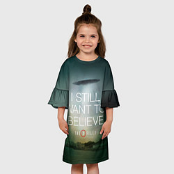 Платье клеш для девочки I still want to believe, цвет: 3D-принт — фото 2