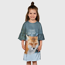 Платье клеш для девочки Лисичка фыр-фыр, цвет: 3D-принт — фото 2