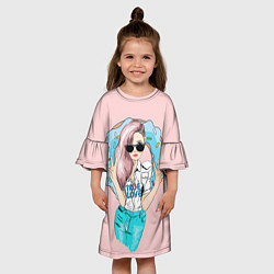 Платье клеш для девочки Моя любовь - пончики, цвет: 3D-принт — фото 2
