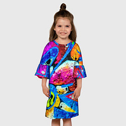 Платье клеш для девочки Граффити, цвет: 3D-принт — фото 2