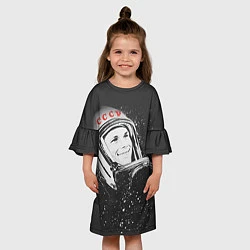 Платье клеш для девочки Гагарин в космосе, цвет: 3D-принт — фото 2