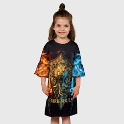 Платье клеш для девочки Dark Souls: Lion Shield, цвет: 3D-принт — фото 2