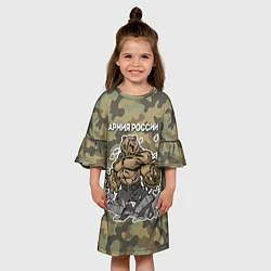 Платье клеш для девочки Армия России: ярость медведя, цвет: 3D-принт — фото 2