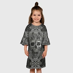 Платье клеш для девочки Кружевной череп, цвет: 3D-принт — фото 2