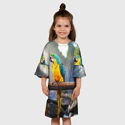 Платье клеш для девочки Экзотические попугаи, цвет: 3D-принт — фото 2