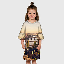 Платье клеш для девочки Чехия Прага, цвет: 3D-принт — фото 2