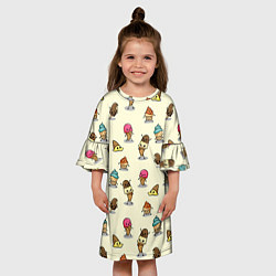 Платье клеш для девочки Мороженое с характером, цвет: 3D-принт — фото 2
