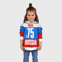 Толстовка-худи детская Russia: from 75, цвет: 3D-белый — фото 2