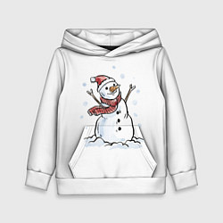 Толстовка-худи детская Снеговик, цвет: 3D-белый