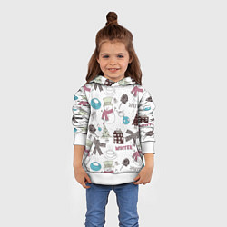 Толстовка-худи детская Снеговики Новый год 2017, цвет: 3D-белый — фото 2