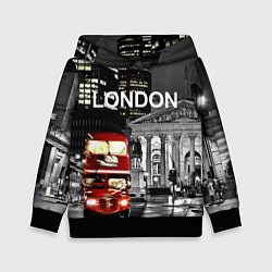 Толстовка-худи детская Лондон - ночной автобус, цвет: 3D-черный