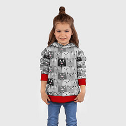 Толстовка-худи детская Котейки, цвет: 3D-красный — фото 2