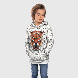 Толстовка-худи детская Тигр-барбер, цвет: 3D-белый — фото 2