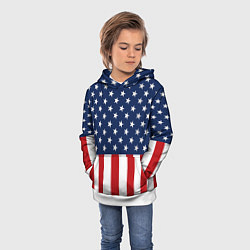 Толстовка-худи детская Флаг США, цвет: 3D-белый — фото 2