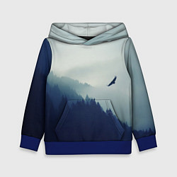 Толстовка-худи детская Орел над Лесом, цвет: 3D-синий
