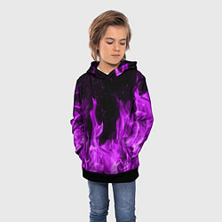 Толстовка-худи детская Фиолетовый огонь, цвет: 3D-черный — фото 2