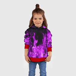 Толстовка-худи детская Фиолетовый огонь, цвет: 3D-красный — фото 2