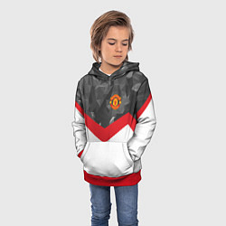 Толстовка-худи детская Man United FC: Grey Polygons, цвет: 3D-красный — фото 2