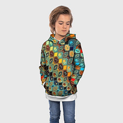 Толстовка-худи детская Мозаика, цвет: 3D-белый — фото 2
