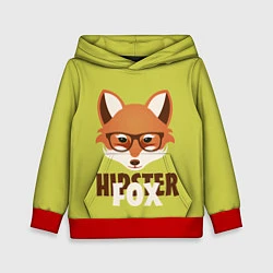 Толстовка-худи детская Hipster Fox, цвет: 3D-красный