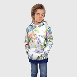 Толстовка-худи детская Сирень и Пионы, цвет: 3D-синий — фото 2