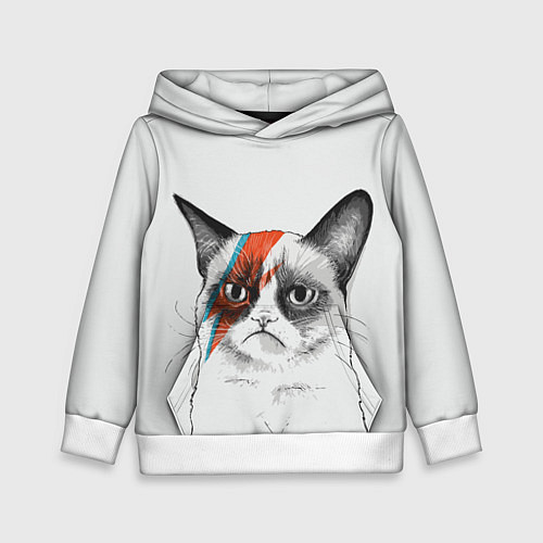 Детская толстовка David Bowie: Grumpy cat / 3D-Белый – фото 1