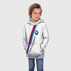 Толстовка-худи детская BMW Motorsport: White Carbon, цвет: 3D-меланж — фото 2