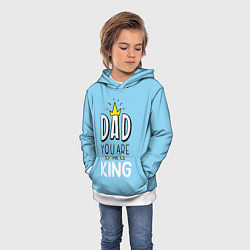 Толстовка-худи детская Dad you are the King, цвет: 3D-белый — фото 2