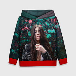 Толстовка-худи детская Dua Lipa: Floral, цвет: 3D-красный