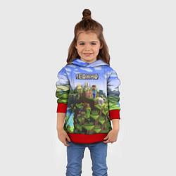 Толстовка-худи детская Майнкрафт: Леонид, цвет: 3D-красный — фото 2
