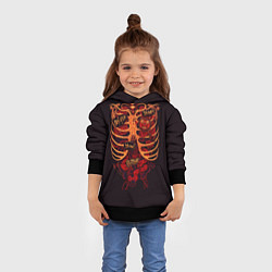 Толстовка-худи детская Человеческий скелет, цвет: 3D-черный — фото 2