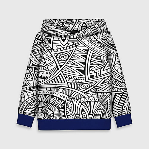 Детская толстовка Черно-белая этника / 3D-Синий – фото 1