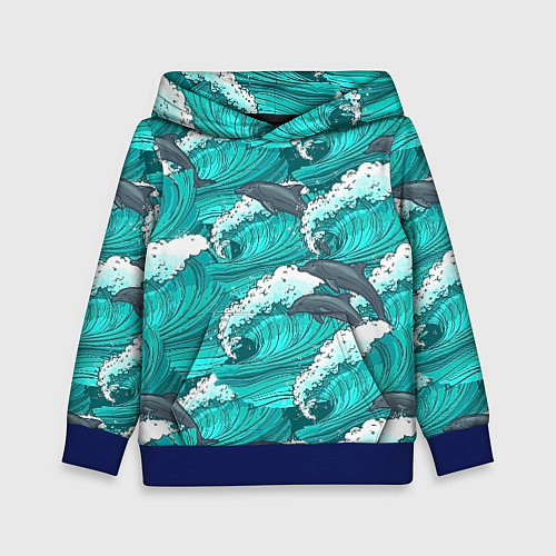 Детская толстовка Лазурные дельфины / 3D-Синий – фото 1