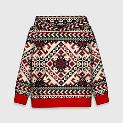 Толстовка-худи детская Славянский орнамент, цвет: 3D-красный