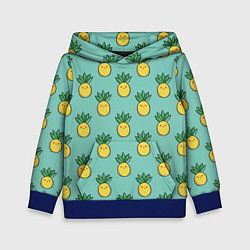 Толстовка-худи детская Веселые ананасы, цвет: 3D-синий