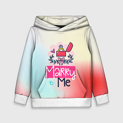 Толстовка-худи детская Marry me, цвет: 3D-белый