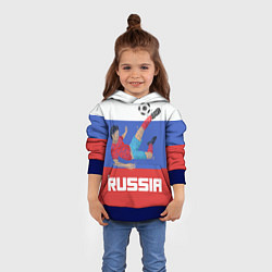 Толстовка-худи детская Russia Footballer, цвет: 3D-синий — фото 2