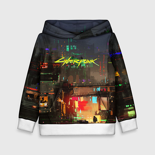 Детская толстовка Cyberpunk 2077: Night City / 3D-Белый – фото 1