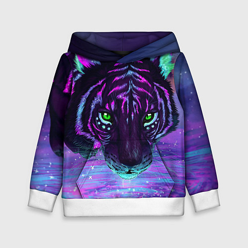 Детская толстовка Неоновый тигр / 3D-Белый – фото 1