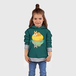Толстовка-худи детская Корги на пончике, цвет: 3D-меланж — фото 2